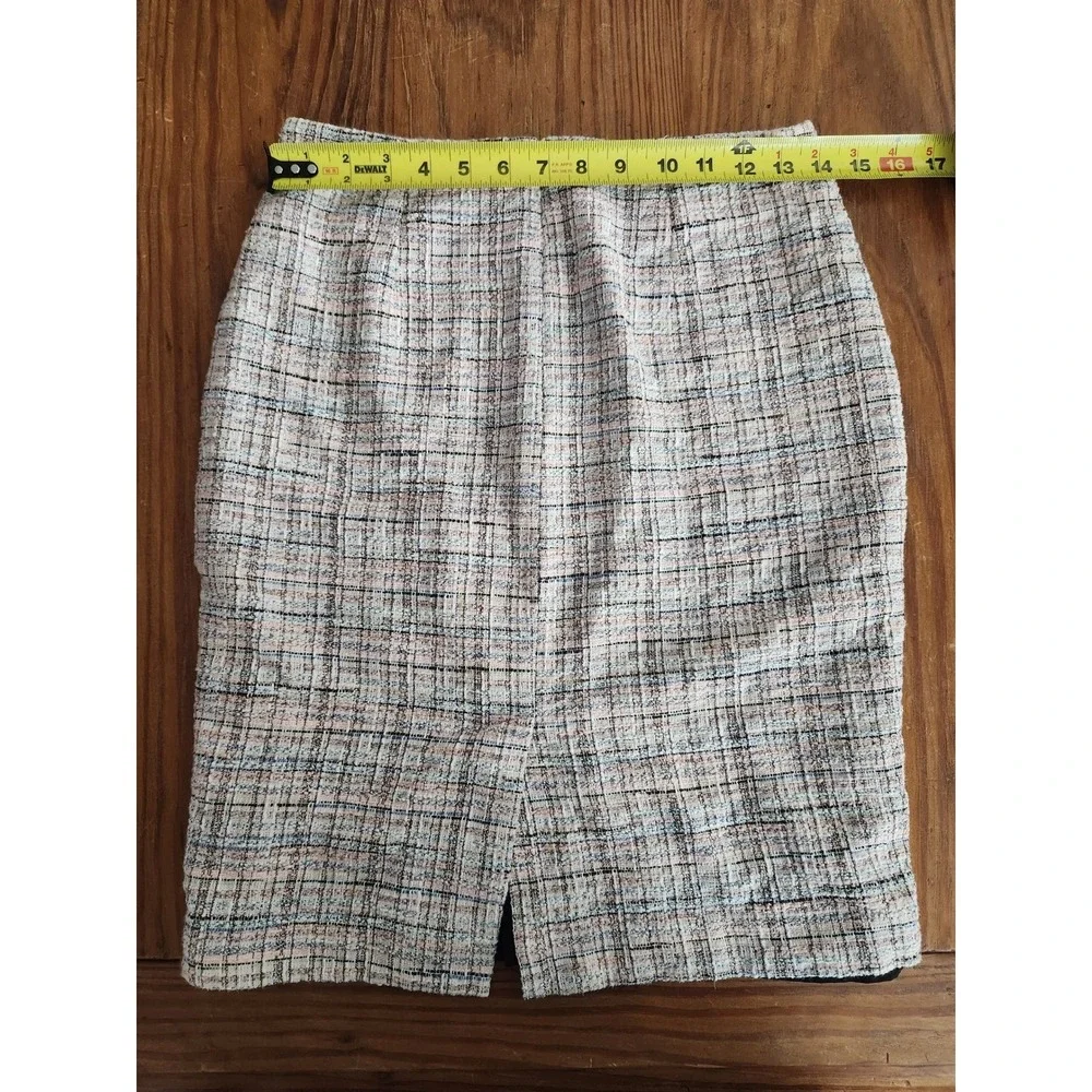 Banana Republic Pink Tweed Skirt Lined Back Slit Sz 2 Academia Office‎ Boardroom